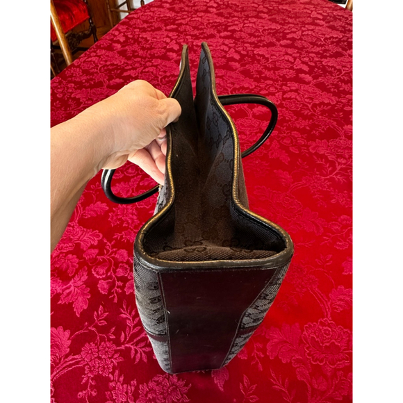 Gucci Black Monogram Canvas & Leather Jackie Tote Bag w/ Silver Piston Lock - Picture 7 of 14